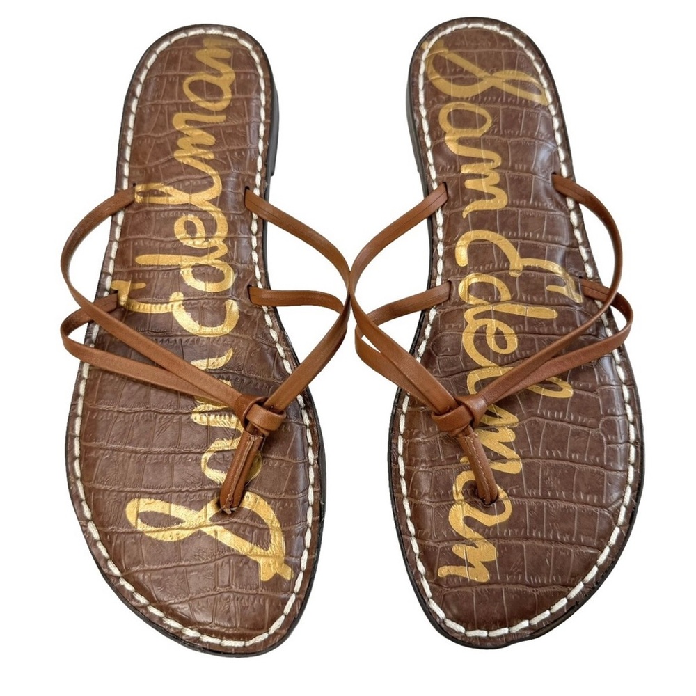 Sam Edelman Gerianne Strappy Leather Thong Sandals in Saddle size 8 NWT
